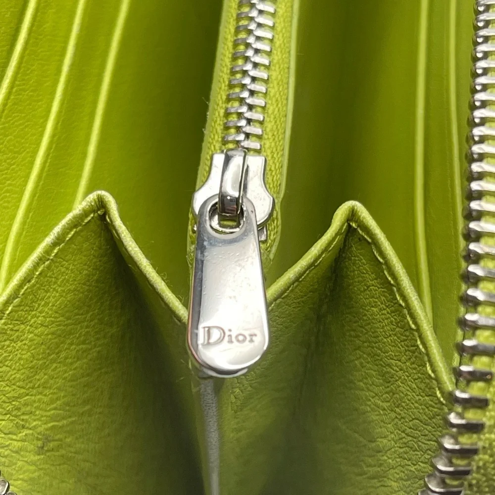 Dior Lady Dior Cannage Patent Leather Zip Around Long Wallet - Preowned